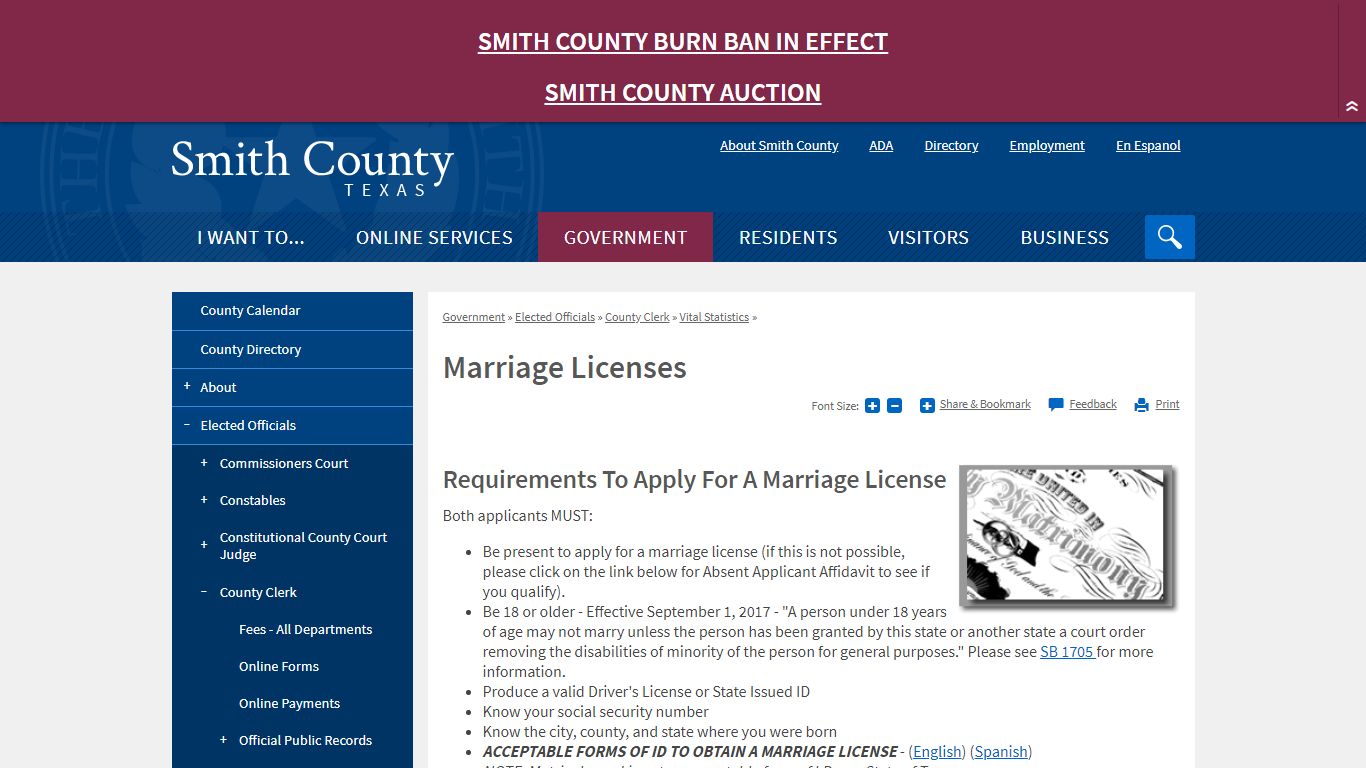 Marriage Licenses | Smith County, TX